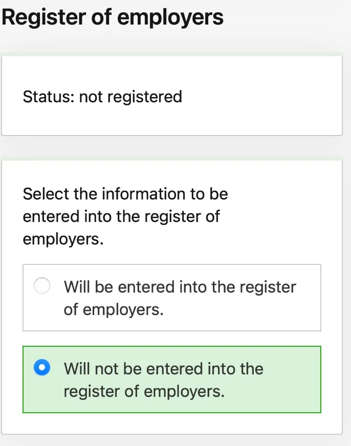 image from omavero website on selecting employment register